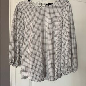 Adrianna Papell Black and White Grid Blouse